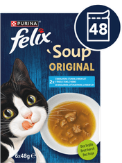 Felix Soup hrana za mačke, trska, tuna, morski list, 8x (6x48g)