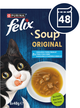 Felix Soup hrana za mačke, trska, tuna, morski list, 6x48g
