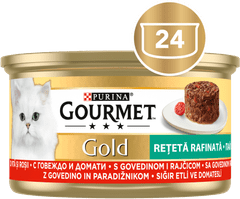 Gourmet Gold Savoury Cake hrana za muce, koščki govedine, 24x85g