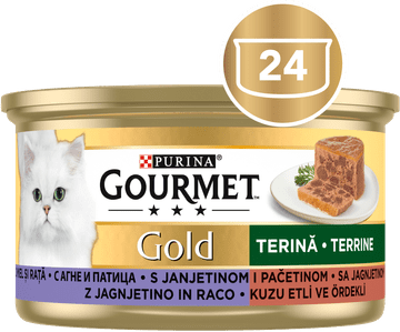 Gourmet Gold pašteta za muce, jagnjetina in raca, 24x85g