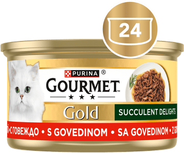 Gourmet Gold Succulent Delights hrana za muce, govedina, 24x85g