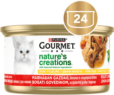 Nature's Creations mokra hrana za mačke, govedina z grahom in korenjem, 24 x 85 g
