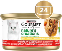 Gourmet Nature's Creations mokra hrana za mačke, govedina z grahom in korenjem, 24 x 85 g