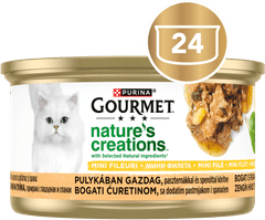 Gourmet Nature's Creations mokra hrana za mačke, puran s pastinakom in špinačo, 24 x 85 g