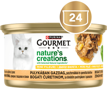 Gourmet Nature's Creations mokra hrana za mačke, puran s pastinakom in špinačo, 24 x 85 g
