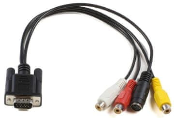 MicroConnect Kabel VGA - S-video 3x RCA 0,2m.