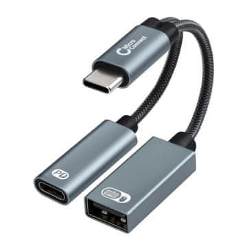 USB-C na USB-C PD + USB-A adapter 13cm