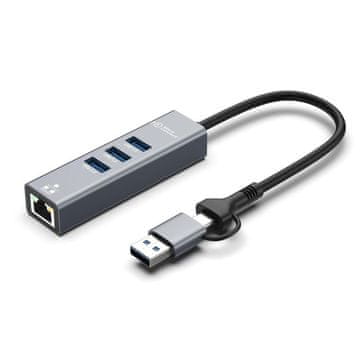 MicroConnect Premium USB 3.2 Gen 1 Hub 4-Portni RJ45, USB-C, USB-A priključki