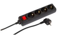 MicroConnect Razdelilnik 4 vtičnice Schuko 3m Črn S stikalom