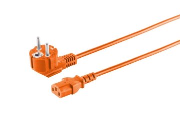 Napajalni kabel Schuko C13 1.8m oranžen z vtičem pod kotom