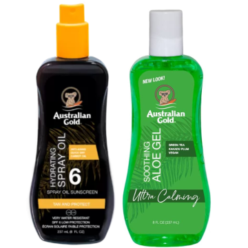 shumee Australian Gold SPF6 zaščitno olje v spreju + aloe po sončenju