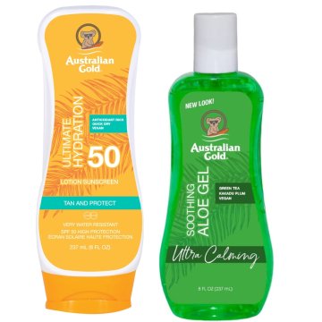 shumee Australian Gold SPF50 krema za sončenje 237 ml + aloe po sončenju