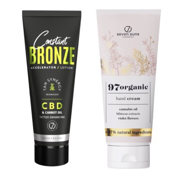 shumee 7suns Constant Bronze CBD & Carrot Accelerator 250 ml + brezplačna krema za roke 75 ml