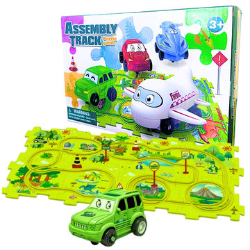 shumee Uganke za otroke Interaktivna železniška proga z logičnimi tiri dinozavrov Puzzle 15 kosov.