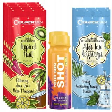 shumee Supertan Tropical Fruit 5x 15 ml bronzer za močno mravljinčenje + brezplačni dodatki