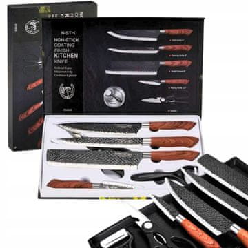 shumee Komplet profesionalnih kuhinjskih nožev: 4 noži iz kovanega jekla + škarje + lupilec