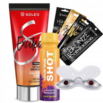 shumee Soleo Excited 150 ml grelni bronzer z učinkom mravljinčenja + brezplačni izdelki