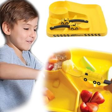 shumee SET Krožnik PLADENJ za OTROKE za sadje, zelenjavo, JEDILNI PRIBOR, avto
