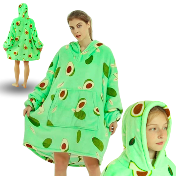 shumee Avocado Blanket Pulover Topla debela Pulover s kapuco