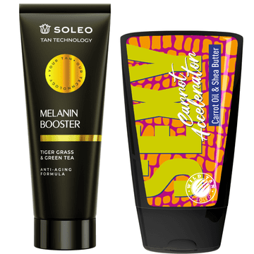 shumee Soleo Tan Technology Melanin Booster + Wild Tan Sexy Carrot Brez