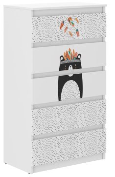 shumee Otroška komoda R-5 MEDVEDEK ČRNO BEL