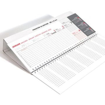 PIGO Koledar namizni ležeči fix siv 2026