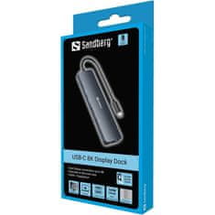 Sandberg USB-C hub razdelilnik 8K, 6-v-1 2x USB-A, 1x HDMI, 1x DP, 1x PD