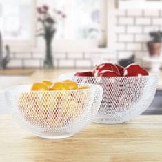 Eva Skleda za sadje iz dvojne žice 29,5xh15cm / bela / kovina