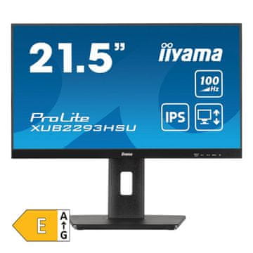 iiyama Monitor 54,6 cm (21,5) XUB2293HSU-B7 1920x1080 100Hz IPS 1ms HDMI DisplayPort 2xUSB2.0 Pivot Zvočniki sRGB96% AdaptiveSync