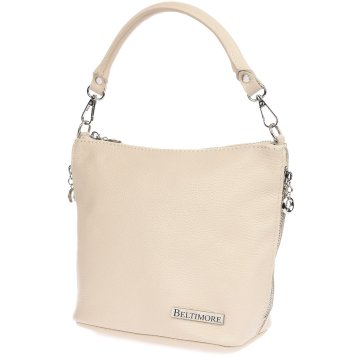 shumee Ženska usnjena kurirska torba Ecru, italijansko usnje Beltimore
