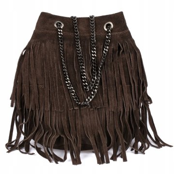 shumee Ženska torba, usnjena semiša, resice, naramnice, verižica, italijanska