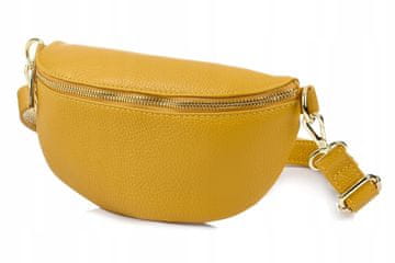 shumee Gorčična ženska italijanska usnjena torbica za okoli pasu