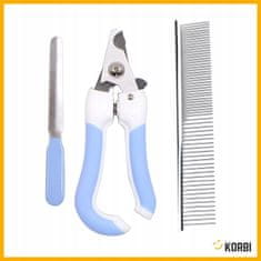 Korbi Roza komplet za nego hišnih ljubljenčkov – viseča mreža, glavnik in strižnik za pse in mačke