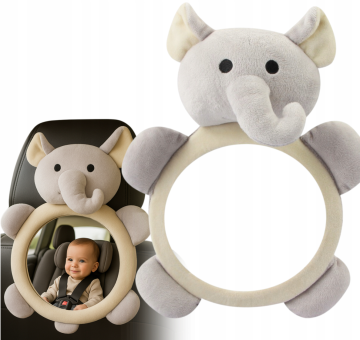 Korbi Varnostno ogledalo za opazovanje otroka v avtu – prikupni slonček za brezskrbno vožnjo