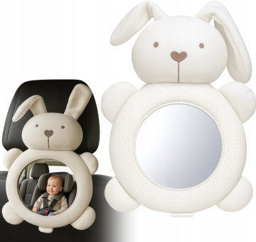 Korbi Varnostno ogledalo za spremljanje otroka v avtu – prikupni zajček za brezskrbno vožnjo