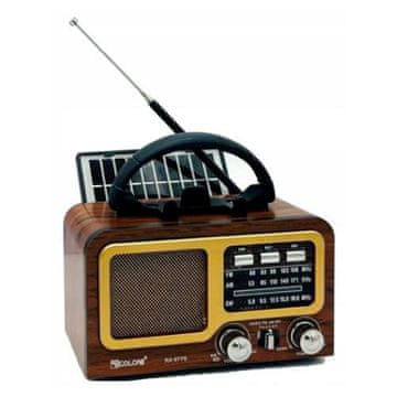 Farrot BergMont Brezžični prenosni FM radio RETRO Bluetooth 5.3 zvočnik s sončnim panelom super bas