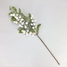 Rayher.	 Zasnežena vejica z belimi bunkicami, 57cm