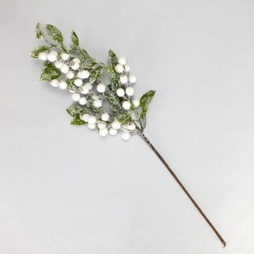Rayher.	 Zasnežena vejica z belimi bunkicami, 57cm