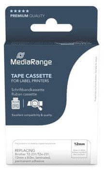 MediaRange Trak p-touch tze-231 bel/črn 12mm