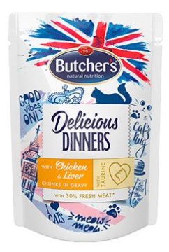 Butcher's Cat Delic.Dinners piščanec + jetrni žepek 100g