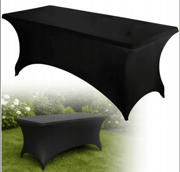 Korbi ELASTIČNA ČRNA PONJAVA ZA MIZO – ELEGANTEN BANKETNI IN CATERING NAMIZNI OPRIJEM