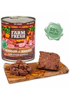 Farm Fresh Dog Venision&amp;Rabit+Sladki krompir konz. 800g