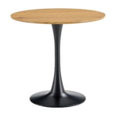 KONDELA Okrogla jedilna miza Reventon New 80 - hrast / črna