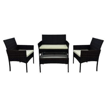 KONDELA Vrtno pohištvo iz umetnega ratana Ratana 2 New - črna / bež