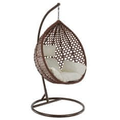 KONDELA Viseči gugalni stol Norel - bakrena / rjava / kremna