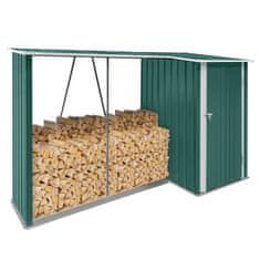 KONDELA Lopa za drva z drvarnico Arpol Tip 2 270x104x159 cm - temno zelena