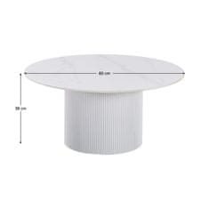 KONDELA Okrogla jedilna miza Mahir Tip 1 80 - bel marmor / bela