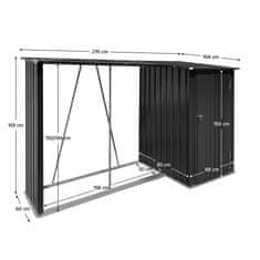 KONDELA Lopa za drva z drvarnico Arpol Tip 2 270x104x159 cm - antracit