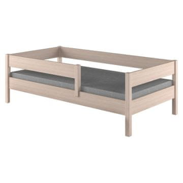 KONDELA Otroška postelja z zaščito Mix 90x180 cm - beljen hrast