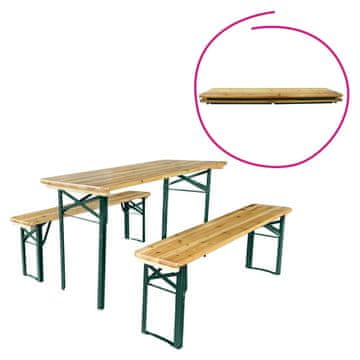 KONDELA Pivski set Ganso Tip 2 1+2 - naraven / temnozelen